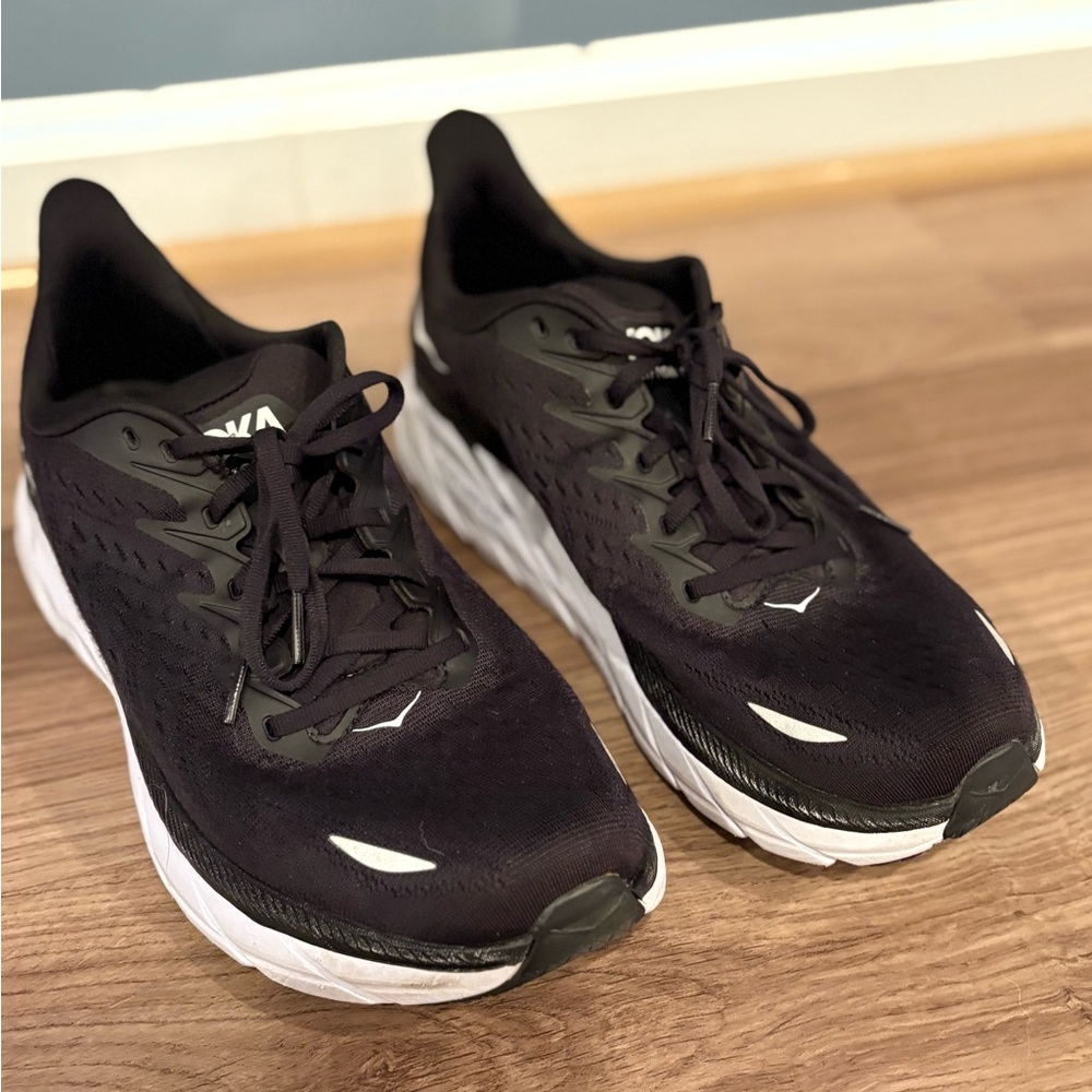 Hoka One One Men's Black and White Athletic Shoes